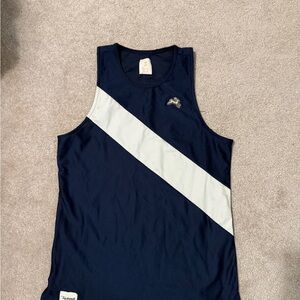 Tracksmith Navy and White Singlet